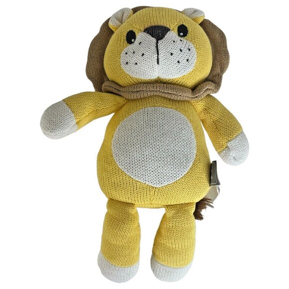 Theodore Elephant And Leo Lion Knitted Plush Living Textiles With Rattle Toy - Picture 2 of 9